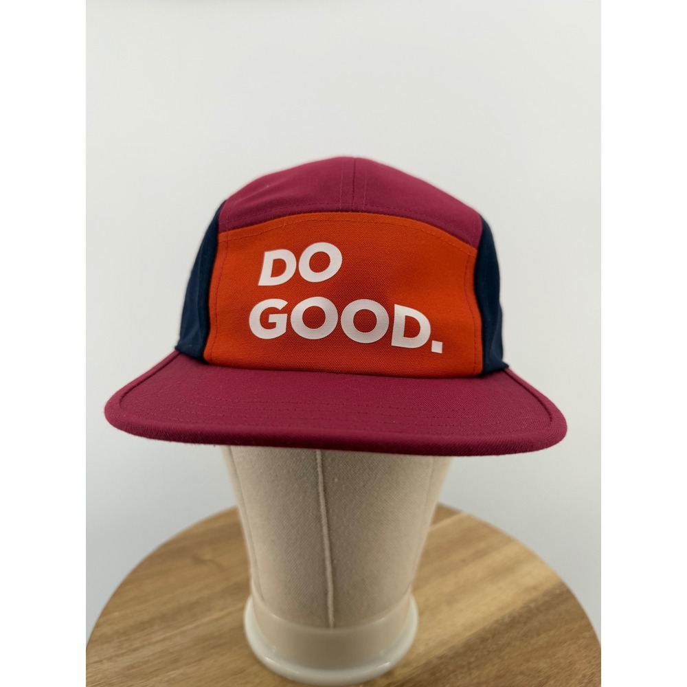 Cotopaxi Do Good 5 Panel Hat Maroon Navy Orange Colorblock Adjustable Camper Cap